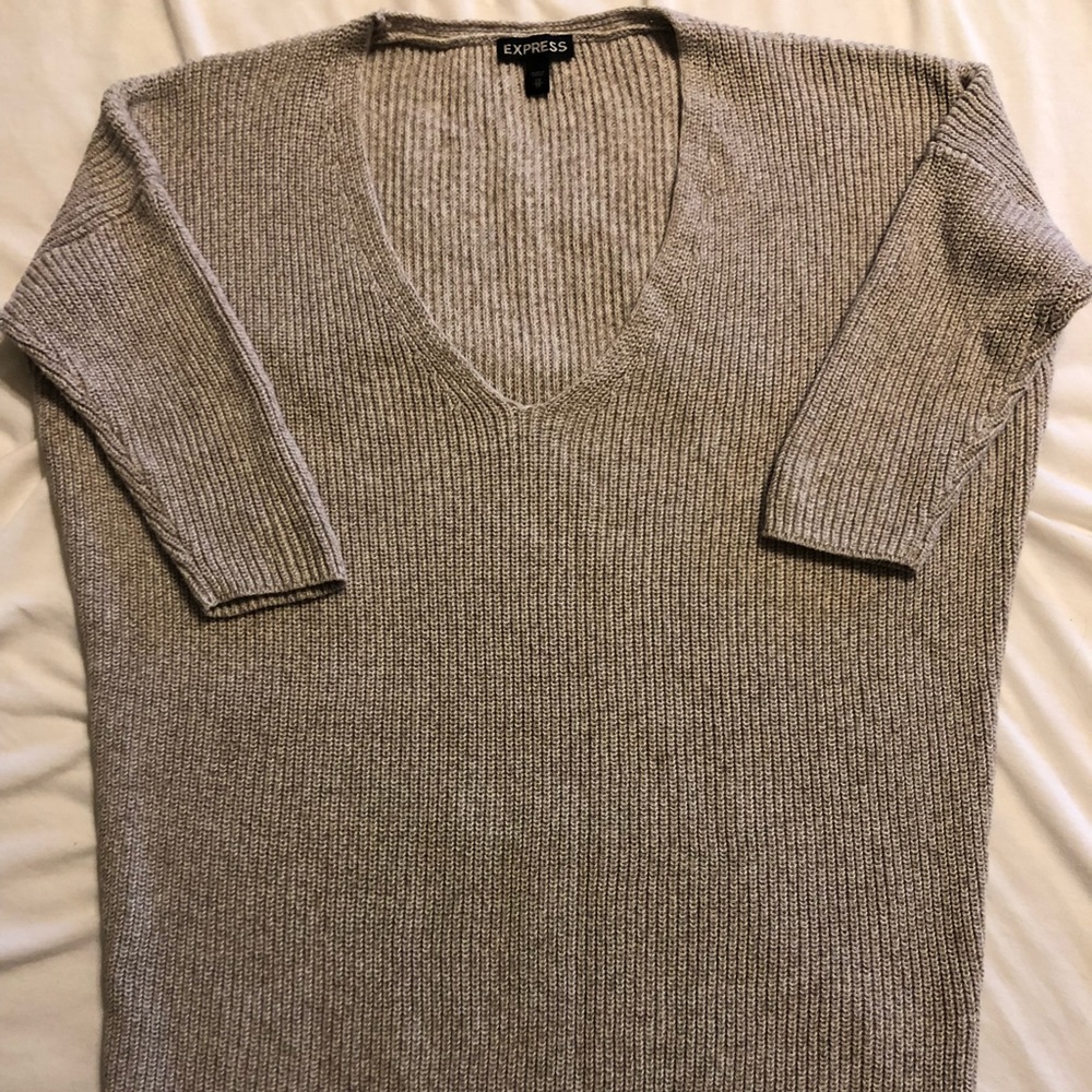 Express 3/4 Greyish/Tan Sweater